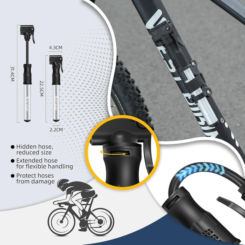 CYCLESPEED Mini Bike Pumps with Presta & Schrader Valve，Hand Mini Pump, Portable Inflator Pump with Repair Kit，Fast Tyre Inflator Pump Road and Mountain Bikes, Balls etc - Image 3